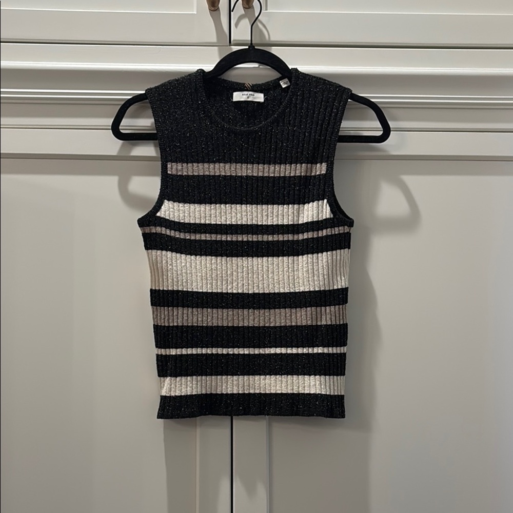 Billy Reid Black and Cream Striped Sweater